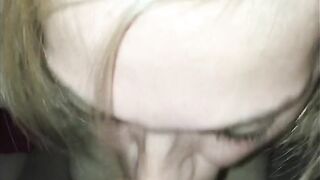 Teen milf sucks dick deep then let's hubby cumin on face