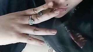Blunt 420 smoke play with blue eyed goth milf (turned my own self on)