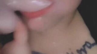 Small cock sloppy deepthroat dildo bj