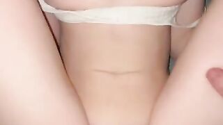 She gets fucked hard by a big dick late at night, her pussy flooded with her boyfriend's cum