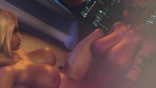 Futunari fucks a hot girl in space