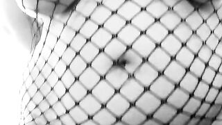 Bbw sub slut fucks a BBC dildo. Dirty fat Spanish milf in fishnet dress.