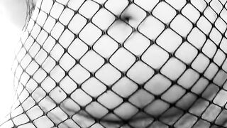 Bbw sub slut fucks a BBC dildo. Dirty fat Spanish milf in fishnet dress.