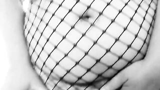 Bbw sub slut fucks a BBC dildo. Dirty fat Spanish milf in fishnet dress.