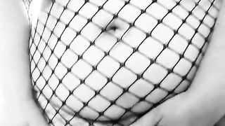 Bbw sub slut fucks a BBC dildo. Dirty fat Spanish milf in fishnet dress.