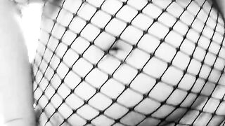 Bbw sub slut fucks a BBC dildo. Dirty fat Spanish milf in fishnet dress.