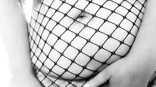 Bbw sub slut fucks a BBC dildo. Dirty fat Spanish milf in fishnet dress.