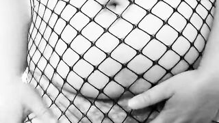 Bbw sub slut fucks a BBC dildo. Dirty fat Spanish milf in fishnet dress.