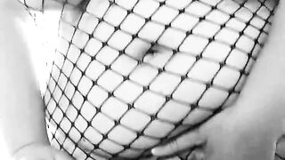 Bbw sub slut fucks a BBC dildo. Dirty fat Spanish milf in fishnet dress.