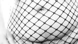 Bbw sub slut fucks a BBC dildo. Dirty fat Spanish milf in fishnet dress.