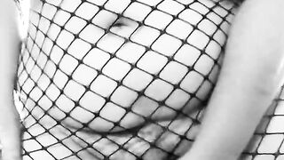 Bbw sub slut fucks a BBC dildo. Dirty fat Spanish milf in fishnet dress.