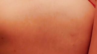 Chubby busty masturbates in the bathroom before taking a shower and ends up squirting