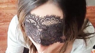 Horny Hungry Teacher in leggings sucks the dick of a food delivery guy