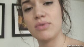 Cuckold creampie eating sex with hot wife who makes you watch her fuck her lover while locked in chastity and sph femdom sex