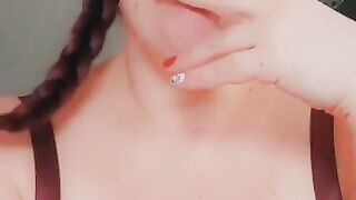 Sexy bbw smokes in pigtails